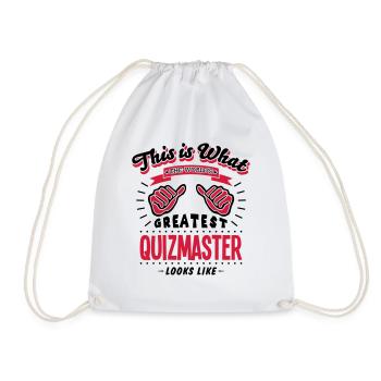 quizmaster worlds greatest looks like - Drawstring Bag - white - Front