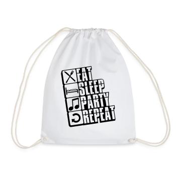 music note crew music repeat sleep buttons - Drawstring Bag - white - Front