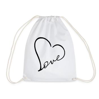 Love Heart Heart - Drawstring Bag - white - Front