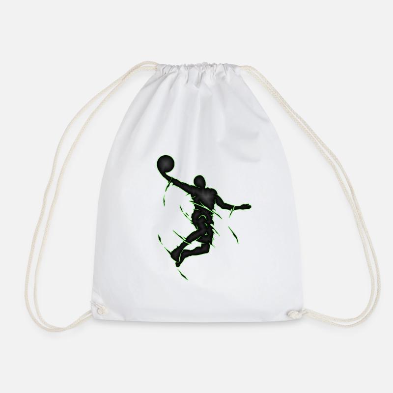 Dunking Basketball Gift Art Slamdunk - Drawstring Bag - white