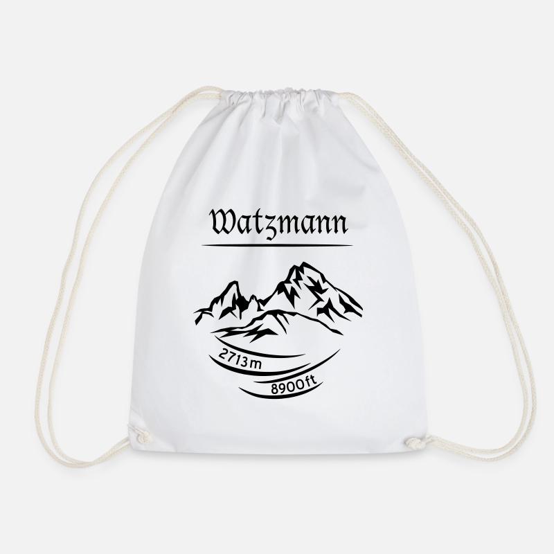 Der Berg Watzmann, Höhe 2713 m ermittelt - schwarz - Turnbeutel - Weiß