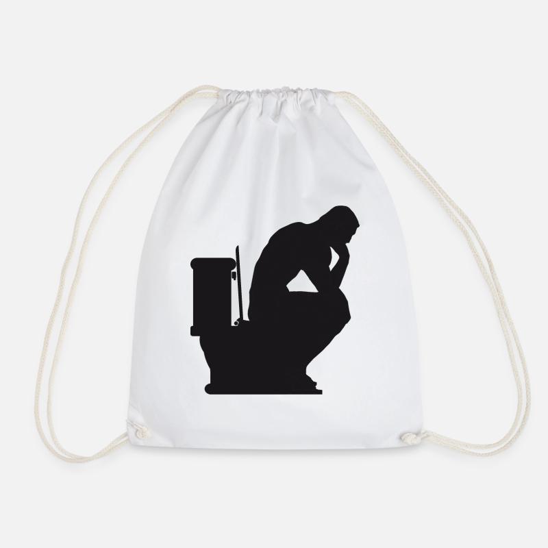 Think Work Toilet - Drawstring Bag - white