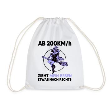 hexe auf besen witch girl magic speed 200 racer - Turnbeutel - Weiß - Vorne