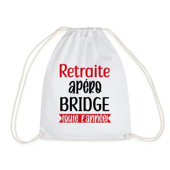 Retraite apéro bridge cadeau femme retraité cartes - Sac de sport léger - blanc - Devant