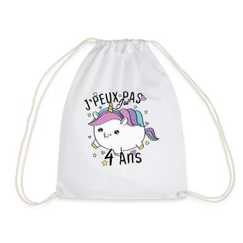 Enfant 4 Ans Fille Anniversaire Cadeau Licorne - Sac de sport léger - blanc - Devant