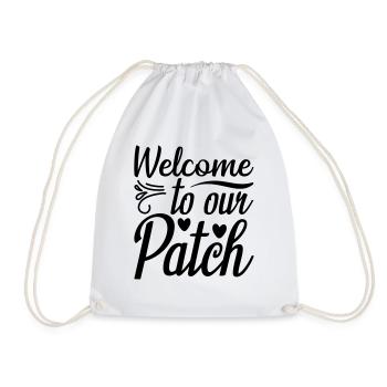 25 welcome to our patch - Drawstring Bag - white - Front