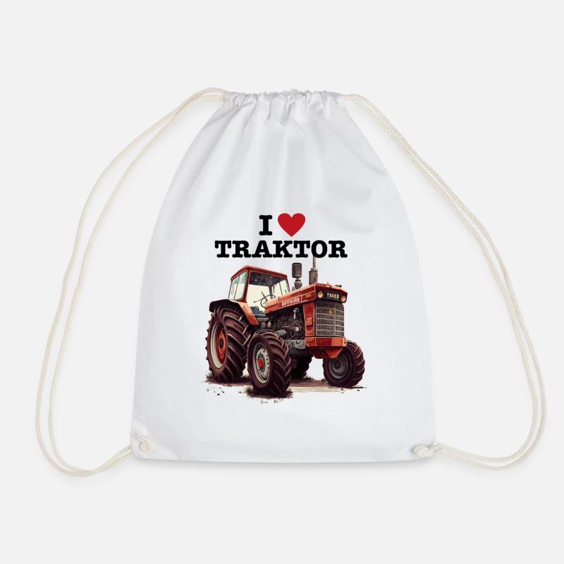 I LOVE TRACTOR - Drawstring Bag - white