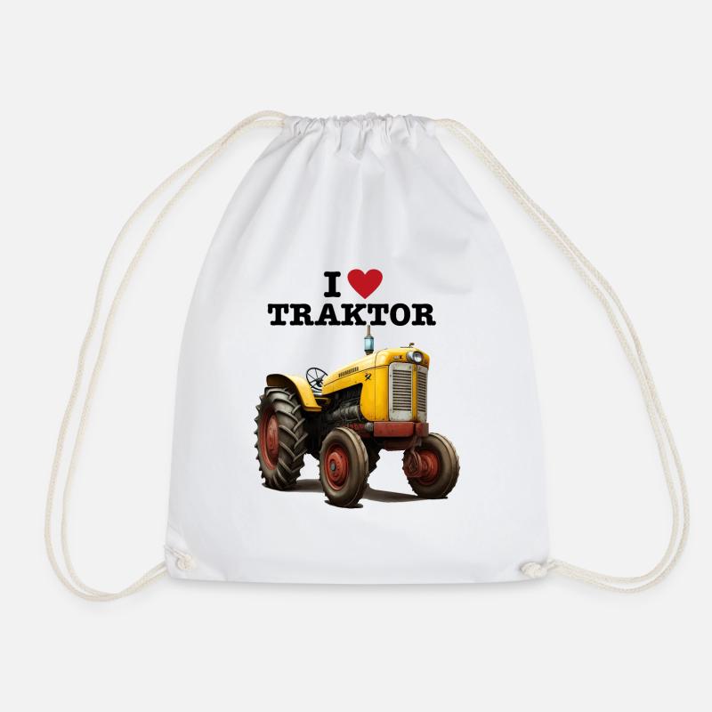 I LOVE TRACTOR - Drawstring Bag - white