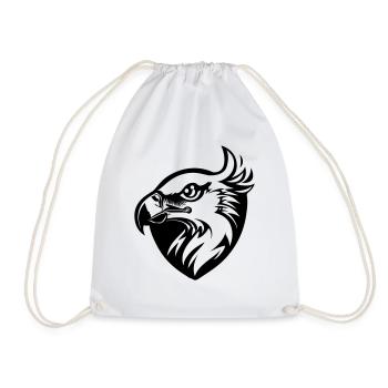 eagle's head with wing in profile with shield - Drawstring Bag - white - Front