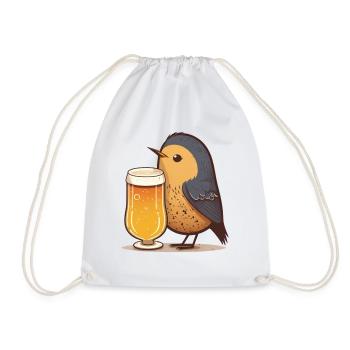 Kleiner Vogel mit Bier - Turnbeutel - Weiß - Vorne