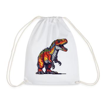 Pixel Tyrannosaurus Rex in bright colors - Drawstring Bag - white - Front