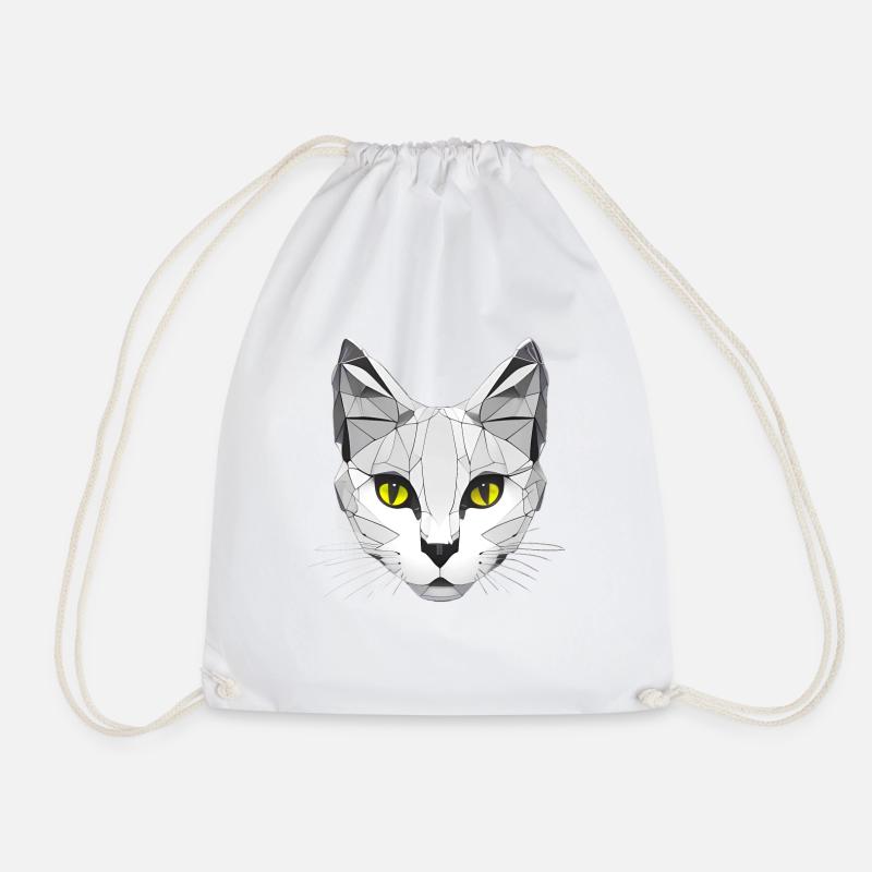 Katze Grafik Low Poly - Turnbeutel - Weiß