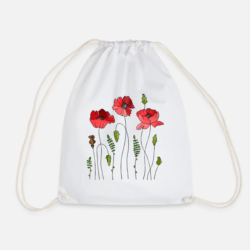Flowers - Drawstring Bag - white