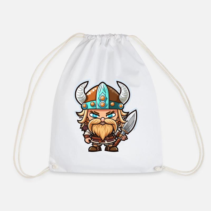 Ragnar's Conquests: Cartoon Viking Ragnar - Drawstring Bag - white
