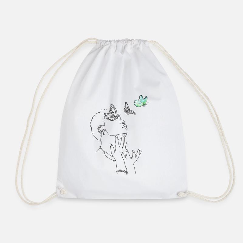 Butterflies in the head - Drawstring Bag - white