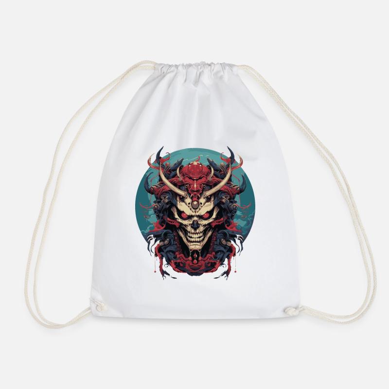 Japanischer Dämon Samurai. Oni Yokai Samurai - Turnbeutel - Weiß