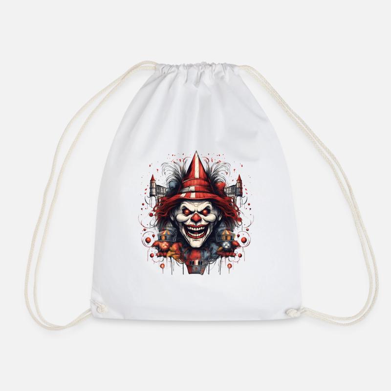 Terrifying Clown - Drawstring Bag - white