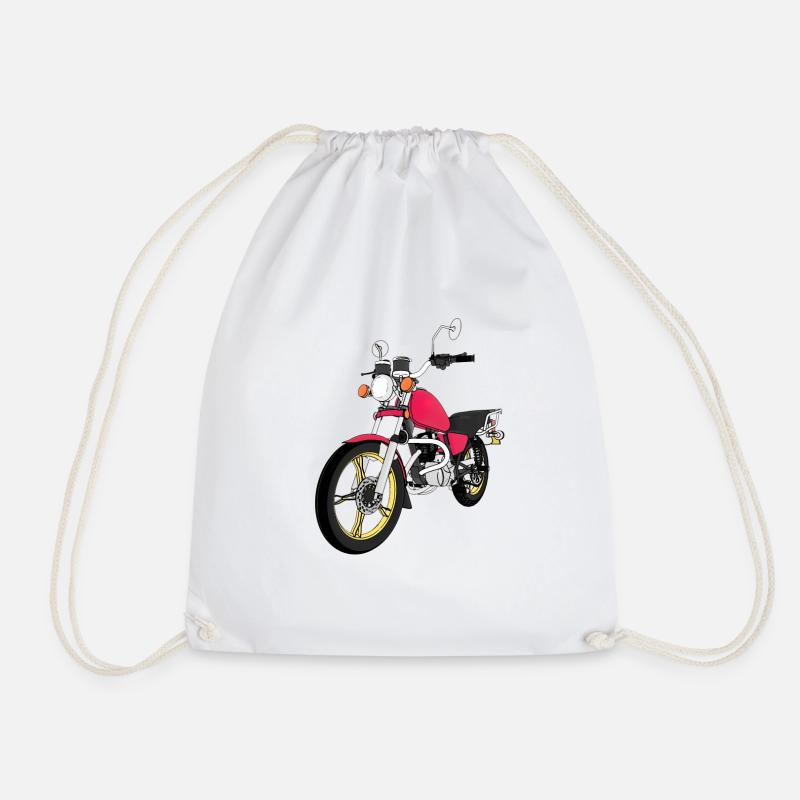 motorcycle - Drawstring Bag - white