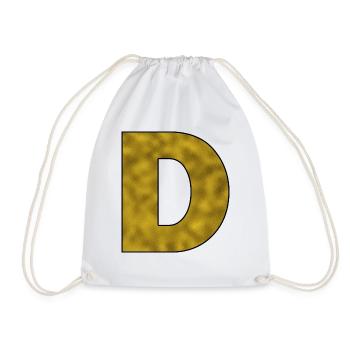 Letter D Gold - Drawstring Bag - white - Front