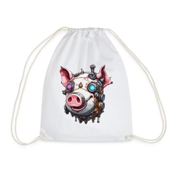 Robot Animal / AI / Mechanized Animals / Comic - Drawstring Bag - white - Front