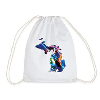 Michigan (United States) | Real Flag | Flag Map - Drawstring Bag - white - Front