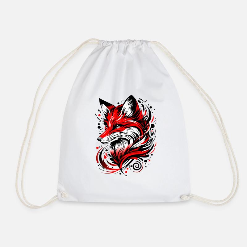 Fox - Drawstring Bag - white