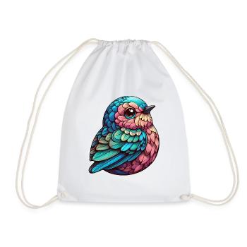 Vibrant Feathered Serenity - Drawstring Bag - white - Front