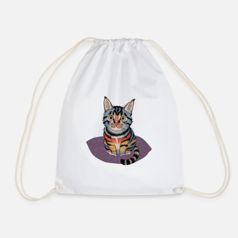 Cat Heavyweight Oversized - Drawstring Bag - white