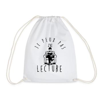Je peux pas, j'ai lecture. - Sac de sport léger - blanc - Devant