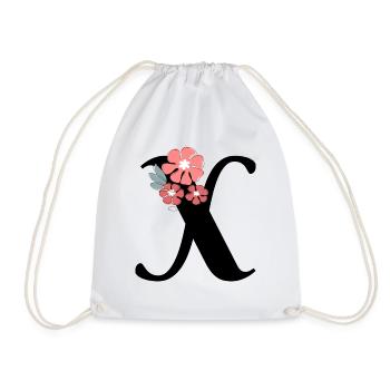 Minimalist Letter x Flowers - Drawstring Bag - white - Front