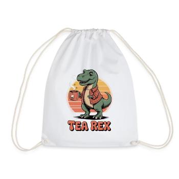Tea Rex Dinosaur - Drawstring Bag - white - Front