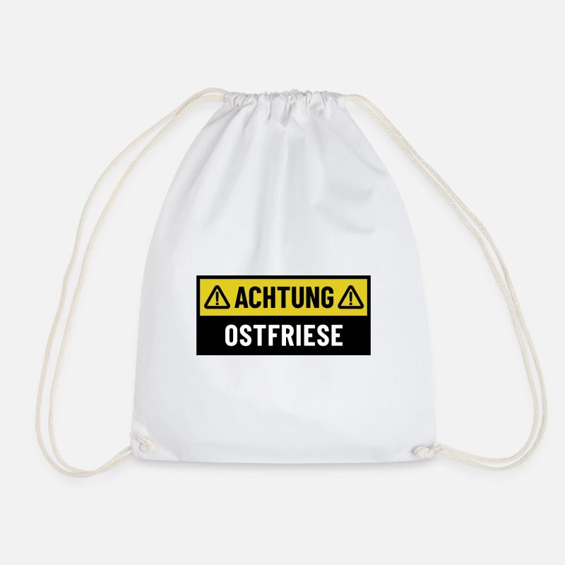 Achtung Ostfriese - Regionaler Spruch - Turnbeutel - Weiß