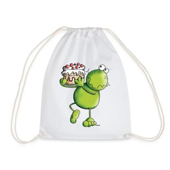 Frog with Cake - Drawstring Bag - white - Front