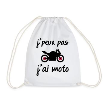 t-shirt j'peux pas j'ai moto - Sac de sport léger - blanc - Devant