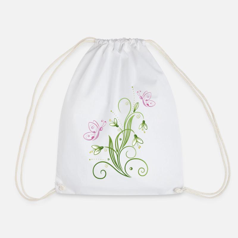Perce-neige avec des papillons. - Sac de sport léger - blanc