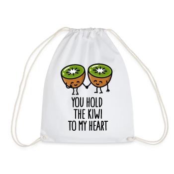 You hold the kiwi to my heart Kawaii cute couple - Drawstring Bag - white - Front