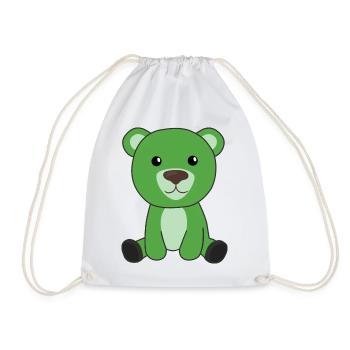 green bear colorful bear cute animals bears - Drawstring Bag - white - Front