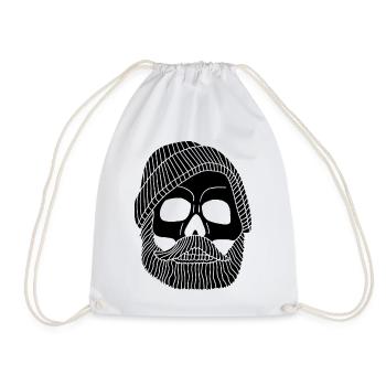 Skull of a black fisherman - Drawstring Bag - white - Front