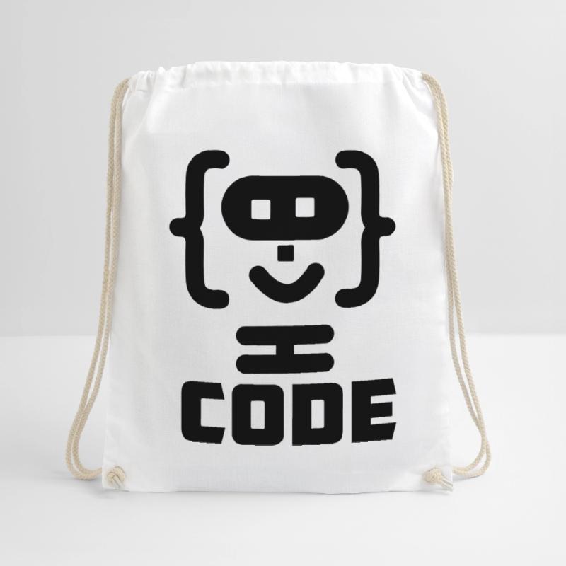 Hacker-Programmierer-Code-Logo mit Text CODE Turnbeutel