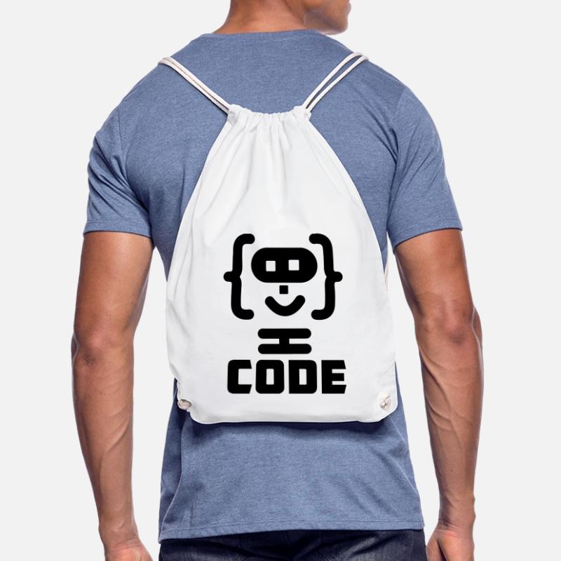 Hacker-Programmierer-Code-Logo mit Text CODE Turnbeutel