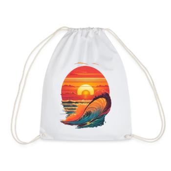 retro sunset and waves - Sac de sport léger - blanc - Devant