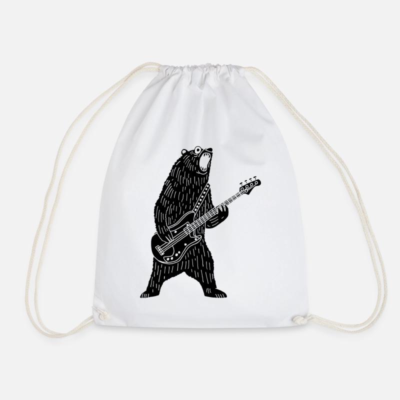 Black Bear Gitarrist - Turnbeutel - Weiß