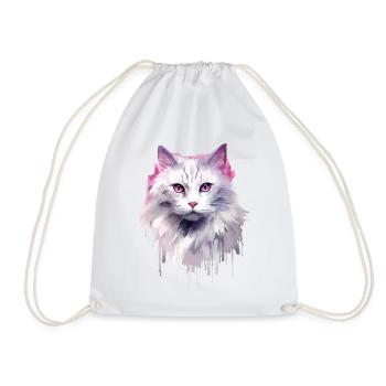 Chat à poil long Chat Blanc Maine Coone Chat de la forêt - Sac de sport léger - blanc - Devant