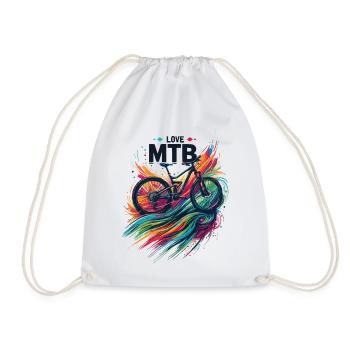 Vibrant Mountain Bike Adventure Design Love MTB - Drawstring Bag - white - Front