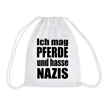 mag Pferde hasse Nazis - Turnbeutel - Weiß - Vorne