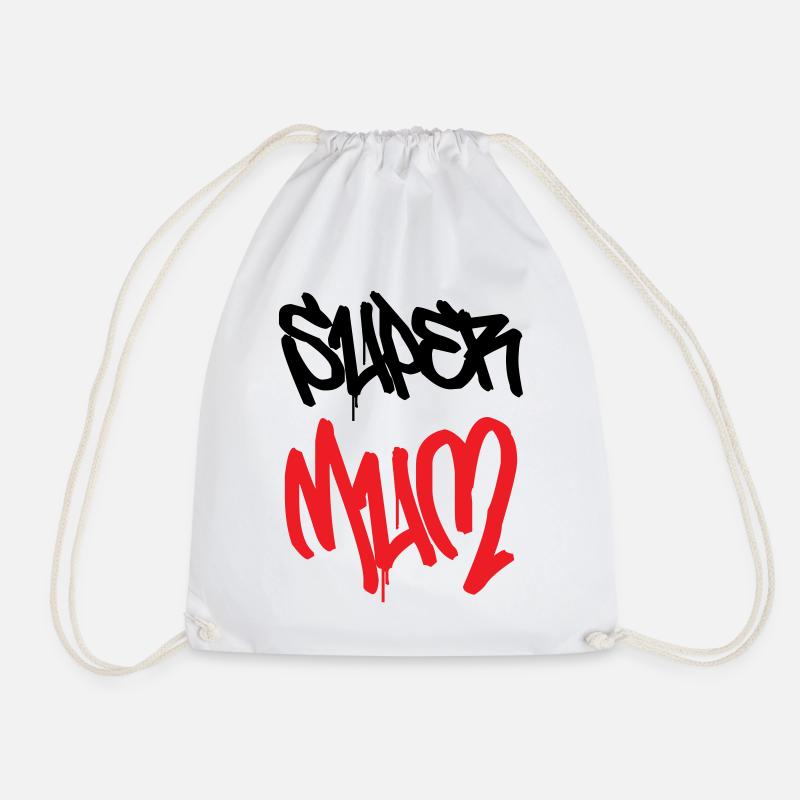 Super Mom - Mother's Day - Drawstring Bag - white