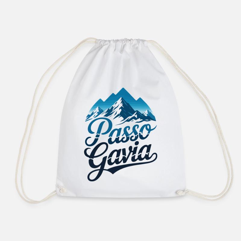 Passo Gavia Schrift Schneegipfel Kunst - Turnbeutel - Weiß