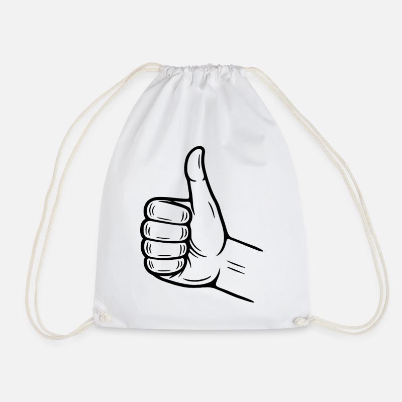 Thumbs Up Hand Sign – Thumbs Up Symbol - Drawstring Bag - white