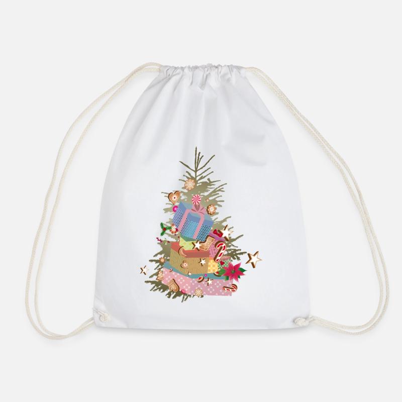Weihnachtsbaum mit Geschenken und Lebkuchen - Turnbeutel - Weiß