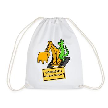 Dino Bagger 2 Jahre Geburtstag - Turnbeutel - Weiß - Vorne